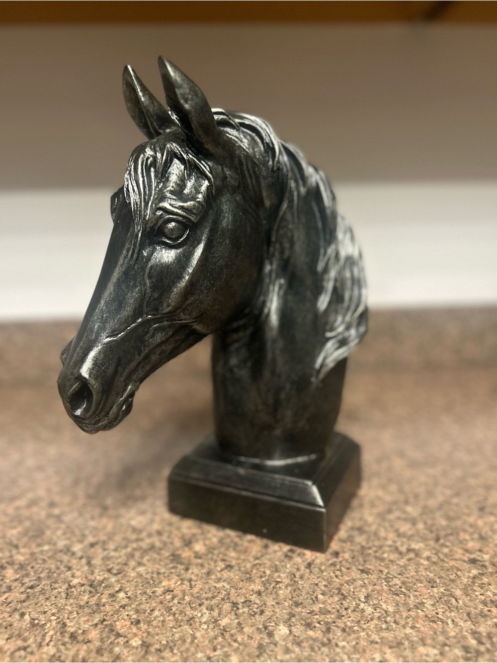 Black Horse Head Bust Sculpture 12” - Home Art